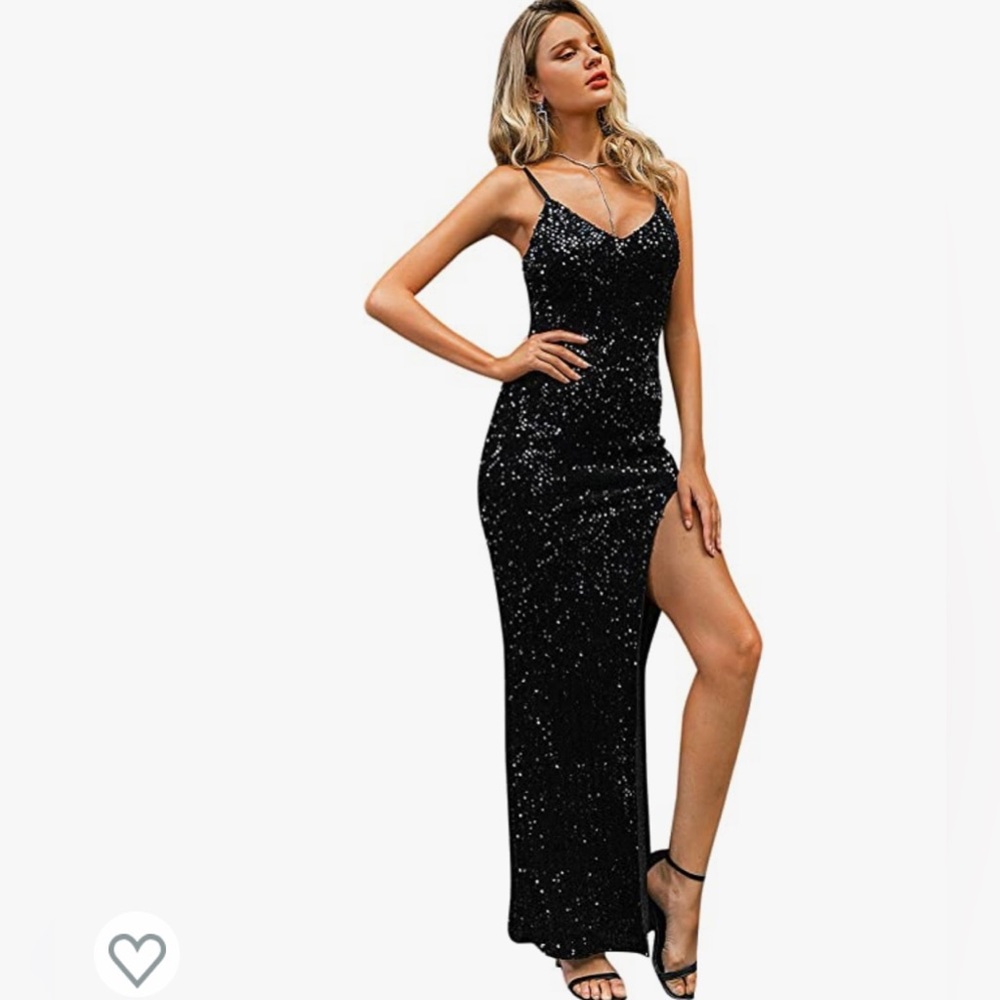 Long sparkly sequence dress black BRAND NEW with tags